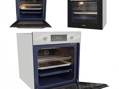 Modern Kitchen Oven Appliances With Open Door And Interior Design Features 3d model