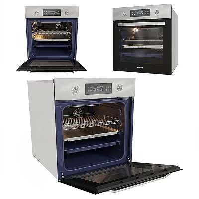 Modern Kitchen Oven Appliances With Open Door And Interior Design Features 3d model