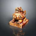 Traditional Chinese Mythical Beast Statue With Intricate Carvings On Decorative Base