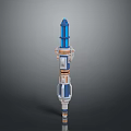 Fantasy Weapon Long Staff Design With Blue Top And White Orange Segmented Body