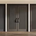 Dark Double Doors With Vertical Striped Design In Modern Wooden Interior