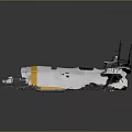 Damaged Aircraft Wreckage With White Fuselage Yellow Stripes And Broken Structure
