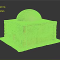 Ancient Architecture Model Featuring Red Brick Structure Dome Roof Square Base Arched Doorway And Columns