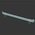 Long Smooth Metal Handrail With Supports And Reflective Finish On Dark Background