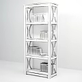 Classic Oak Bookcase With Open Shelves Filled With Assorted Books And Decorative Panels