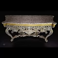 Luxury Ornate Console Table With Intricate Carvings And Elegant Silver Gold Leg Design