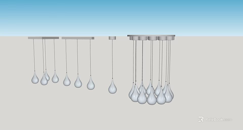 Elegant Water Drop Chandeliers With Metal Frame For Modern Interior Design 3d model