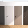 Modern Flush Doors In Different Colors For Home Interior Design 3d model