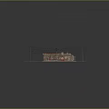 Modern Urban Scene Model Featuring Small Building Red Roof Concrete Road And Street Lights
