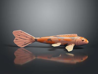 Orange And Black Spotted Koi Fish Shaped Soft Bath Toy For Children 3d model