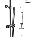 Modern Chrome Shower Faucet System with Handheld Sprayer Fixed Head and Adjustable Bracket 3d model