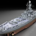 Large Military Warship With Main Turrets Superstructure Deck And Armored Hull