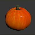 Fresh Striped Orange And Red Pumpkin With Brown Stem On Black Reflective Surface