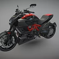 Black and Red Motorcycle With Modern Sleek Body Design Sporty Seat And Alloy Wheels