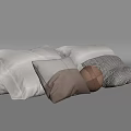 Soft Bedroom Pillow Set With White Linen Cushions Brown Accents And Geometric Patterns