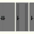 Contemporary Security Doors With Various Panel Patterns Gray Finish And Black Handles 3d model