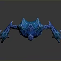 Blue Glowing Creature Character With Armor Like Structure Long Limbs And Claws
