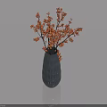 Hinged Door With Gray Vase Holding Orange Flower Branches Light Blue Background 3d model