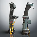 Industrial Robotic Arms With V23 Model Dark Green Body And Yellow Cables