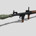 Military Rocket Launcher With Green Warhead Black Body And Brown Grip Design