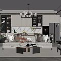 Modern Open Concept Living And Dining Area Design 3d model
