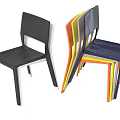 Modern Stackable Dining Chairs Featuring Black Single And Multicolor Stacked Designs 3d model