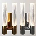 Modern Gold And Silver Cylindrical Textured Glass Wall Lamp For Interior Decoration