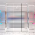 Public Restroom with Men's Women's and Accessible Signs in Modern Glass Design