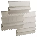 Classic Beige Linen Roman Shades Featuring Pleated Design And Scalloped Edges