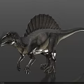 Realistic Gray Dinosaur Model With Prominent Dorsal Sail And Detailed Texture