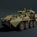 Armored Wheeled Military Tank With Turret Cannon And Greenery Camouflage Design