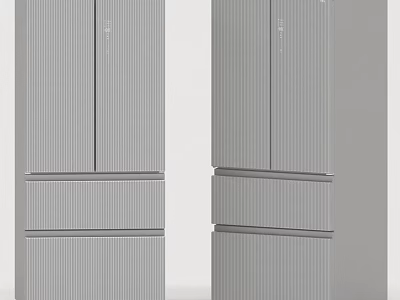 Modern Gray Double Door Refrigerators With Vertical Striped Sleek Design For Daily Use 3d model