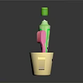 Cute Daily Necessities Set With Green Rabbit Toothpaste Pink Toothbrush And Yellow Smiley Mug