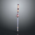 Ornate Decorative Sword With Intricate Hilt And Patterned Metal Blade