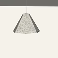 Light Colored Conical Chandelier With Patterned Textured Surface And Glowing Light In Simple Background 3d model
