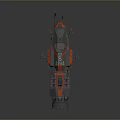 Sci Fi Spaceship Design With Red And Black Armor And Weapon Systems 3d model