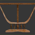 Rustic Wooden Dining Table With Textured Surface And Unique Curved Leg Design