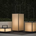 Modern Square Outdoor Lamps With Black Frame And Warm Light For Garden Decor