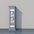 Gray Swing Door With White Leaf Pattern And Decorative Design Elements 3d model