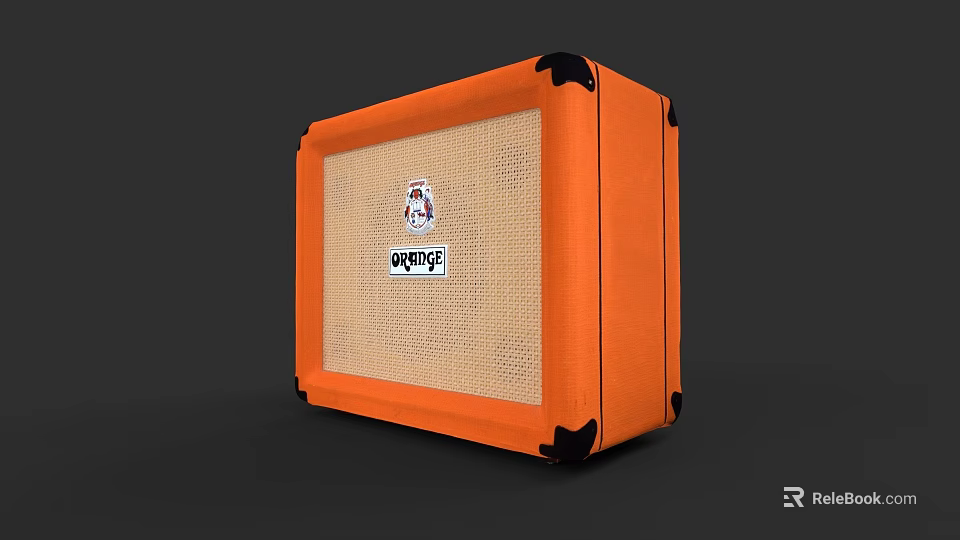 Orange Musical Instrument Amplifier In Bright Orange Color With Brand Logo 3d model 