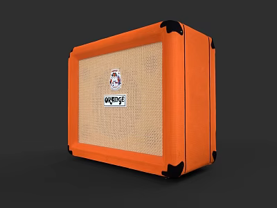 Orange Musical Instrument Amplifier In Bright Orange Color With Brand Logo 3d model
