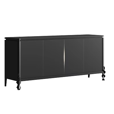 Black Entryway Side Cabinet With Modern Design And Decorative Legs For Storage 3d model