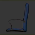 Elegant Blue Textured Armchair With Vintage Design And Wooden Armrests
