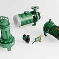 Green Industrial Pumps Including Various Types And Components For Industrial Use