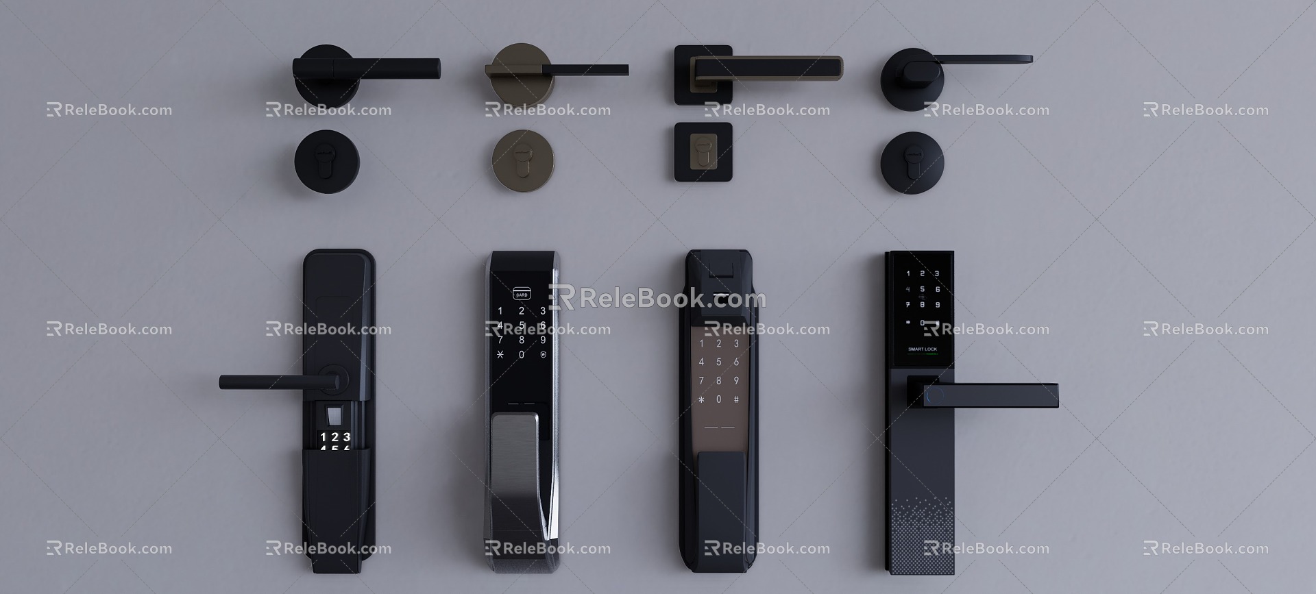 Modern password lock fingerprint lock electronic lock smart lock 3d model