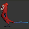 Vibrant Cartoon Parrot Character With Red Body And Blue Purple Wings