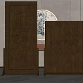 Wood carving screen partition 3d model