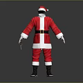 Traditional Santa Claus Costume Featuring Red White Trim and Black Belt for Holiday Celebrations