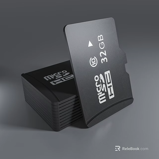 Black Micro SD Card 32GB Storage Device Stacked Design 3d model 