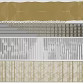 Modern Geometric Room Divider With Gold White Patterns And Textured Panels 3d model